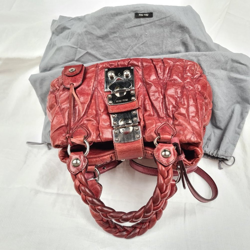 Miu Miu Matelassé Burgundy leather hobo handbag - Picture 15 of 15